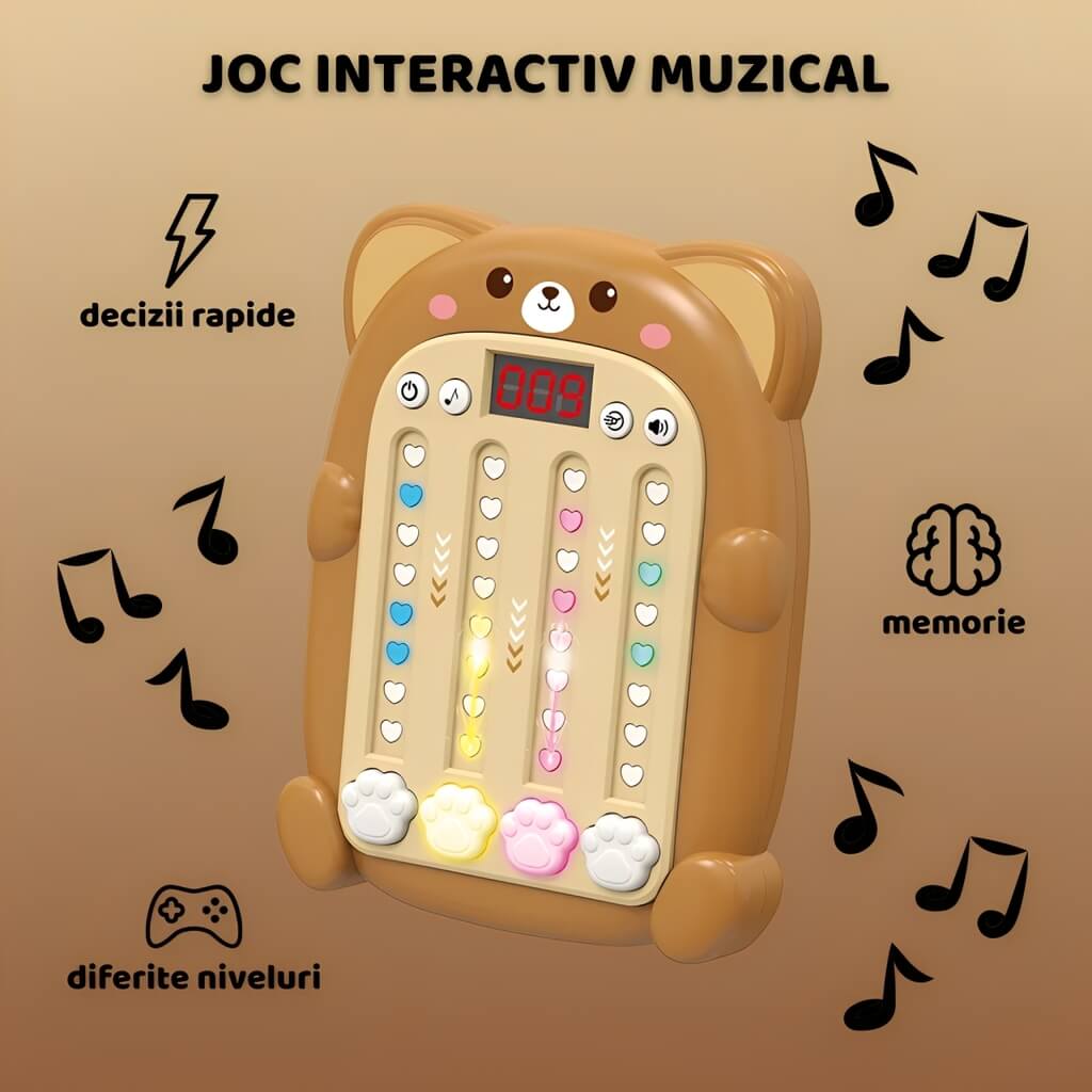 Consola Educativa Muzicala si Portabila Cadou pentru Copil care Dezvolta Concentrarea, Reflexele si Coordonarea prin Ritm si Lumini Colorate