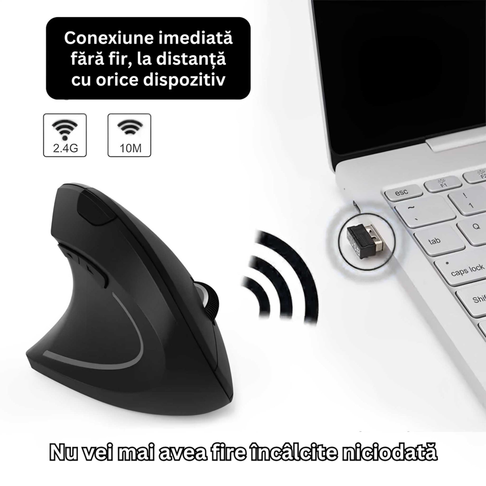 Mouse Vertical Wireless Degete Amortite la Calculator