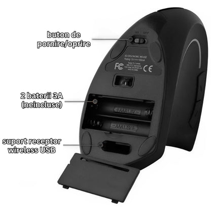 Mouse Vertical Wireless Degete Amortite la Calculator